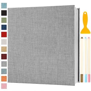 Album Photo Adhesif Vierge 33x32 CM Classeur Photo Livre Photo Personnalisable Scrapbook de Classe Mariage Livre D'or Enfant Bebe DIY Carte Postale, 120 Pages Gris (Semfalbuums, neuf)