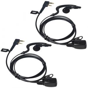 YNIBST Oreillette pour Talkie-Walkie, Casque en Forme de G avec Micro PTT, Connecteur 2 Broches Compatible avec Kenwood Baofeng UV-5R, UV-82, BF-888S Radios Bidirectionnelles (Lot de 2) (YNIBST-Direct EU, neuf)