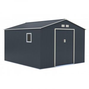 X-Metal Abri de Jardin en Acier Galvanisé 13m² | Anthracite avec Kit d'ancrage | Hautes Parois 175cm, Fenêtre latérale | Abri à Outils Abri de Rangement Extérieur (Mon Univers Jardin, neuf)