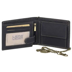 LEAS MCL Biker Portefeuille pour homme et femme avec la cha&icirc;ne Vintage-Style, cuir v&eacute;ritable, noir - ''LEAS Chain-Series'' (LEAS, neuf)