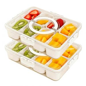 Lahnaokfis 2Pcs Snack Box, 8 Compartiment Bo&icirc;te &agrave; Collation Avec Couvercle et Poign&eacute;e, Portable Plateaux &agrave; Collation avec Compartiments, Transparent Assiette de Snack per Riunioni di Famiglia e Picnic (MUNTEAN STORE S.R.L., neuf)
