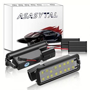 Asasytal LED Éclairage Plaque Immatriculation, 18 SMD LED Feux Arrière Auto Ampoules 6000K Xénon Blanc D'immatriculation Lampe Compatible avec VW Golf MK4/5/6/7 Pas-sat CC Po-lo Eos etc, 2 Pièces (FMT-US, neuf)