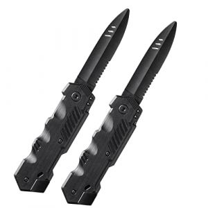 Skylety Lot de 2 jouets rétractables en forme de poignard disparaissant - Fausse lame en plastique - Accessoire de blague pour Halloween - Pour adultes - Fête du poisson (style délicat) (SYNKEESY, neuf)