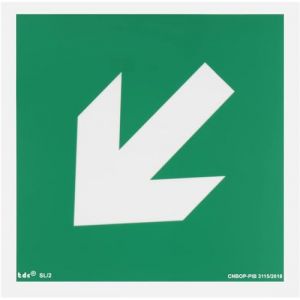 notlok Safety Work - Panneau Sortie de Secours - flèche oblique [ 15 x 15 cm ] | Panneau photoluminescent en PVC avec bande de montage | Bloc Secours, Issue de Secours, Panneaux de Sécurité (notlok Safety Work, neuf)