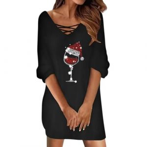 WVONIF Robe Pull Femme en Maille Torsad&eacute;e Manches Longues Robe Courte El&eacute;gante avec Jupe Pliss&eacute;e en Chiffon Pullover Jupe Cuir Femme Grande Taille M&egrave;re No&euml;l D&eacute;guisement Sexy (Z2 Noir,M) (BAULMD（90% Big Promotion Without Discount Code ）, neuf)
