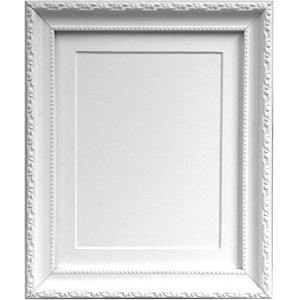 Cadre photo style shabby chic blanc avec passe-partout blanc 60 x 80 cm pour image de 50 x 70 cm (verre plastique) (Frames and Mirrors 4 U, neuf)