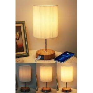 Lampe De Chevet Tactile: Lampe LED Dimmable Avec Contr&ocirc;le Tactile Ports USB A+C Abat-Jour En Tissu Pour Lecture Chambre Salon H&ocirc;tel Chambre D&rsquo;Enfant Moderne Et Fonctionnelle Avec Ampoule Incluse (HSLighting Direct, neuf)