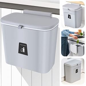 GOYADA 7L Poubelle Cuisine Suspendue, 25 x 23.7 x 13 CM Poubelle Murale Cuisine avec Couvercle Coulissant, Poubelle Cuisine à Accrocher pour Voiture Placard Cuisine Salle de Bain - Gris (CAO LEI, neuf)