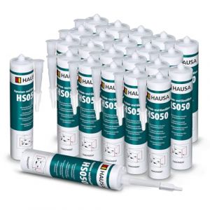 HAUSA Aquarium Silicone Verre Silicone HS050 Colle et mastic silicone professionnels pour aquariums terrariums et constructions en verre R&eacute;sistant &agrave; l'eau douce et &agrave; l'eau de mer 24x310ml transparente (hausa.gmbh, neuf)