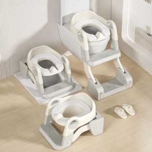 Reducteur Toilette Enfant,3 en 1 Rehausseur Toilette Enfant avec Marche Réducteurs de Toilettes Propreté Apprentissage Adaptateur Abattant WC Siège WC à Hauteur Réglable, Antidérapant,Pot Amovible (jusiZL, neuf)