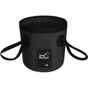 Seau Pliable, Seau de Camping Portable avec Poign&eacute;e,Seau de P&ecirc;che Ultral&eacute;ger pour &eacute;vier Ext&eacute;rieur,Le Camping, Randonn&eacute;e,Lavage de Voiture et Plus Encore (12 L Noir) (Ruikcoll-EU, neuf)