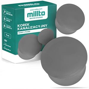 Millto Bouchon de tube HT de diam&egrave;tre DN 75 mm, couleur gris, bouchon de vidange en plastique, bouchon en plastique PVC PP, pi&egrave;ce de connexion, couvercle (Instalguru-fr, neuf)