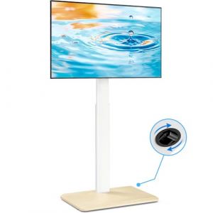 5Rcom Support TV roulettes avec roulettes Cachées, Support TV sur Pied et Réglable en Hauteur pour Téléviseurs de 24 à 55 Pouces, TV Universel Pivotant Charge Maximal 30 kg, VESA Max 400x400mm, Blanc (Rfiver Star Collections, neuf)