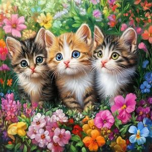 HEIBAGO Chat Fleur Animaux Peinture par Num&eacute;ros pour Adultes, Kit de Peinture &agrave; l'huile sur Toile par num&eacute;ro pour D&eacute;butants, DIY Paint by Numbers Animaux pour la d&eacute;coration de la maison 30X30cm (JINYULIANG, neuf)