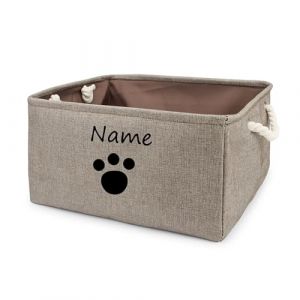 Panier de rangement pliable avec nom personnalis&eacute; pour animal de compagnie, panier &agrave; jouets pour chien, panier pour animaux de compagnie (marron, petite patte, L : 40 x 30 x 20 cm) (SHANGYUEDIAN, neuf)