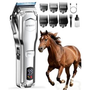 oneisall Tondeuse sans fil silencieuse pour chevaux, tondeuse rechargeable pour chevaux avec 6 accessoires et lame amovible en acier inoxydable, autonomie de 4 heures, tondeuse pour chevaux et chiens (oneisall-Direct, neuf)