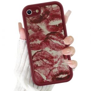 Xylota Coque pour iPhone 8/7/SE 2020/SE 2022 4,7", Aesthetic L&egrave;vre Motif &Eacute;tui Filles Femmes Case, Mince Silicone Souple TPU Bumper Housse Antichoc Protection Case Cover pour iPhone 7, Rouge (AMCREST HOLDINGS, neuf)