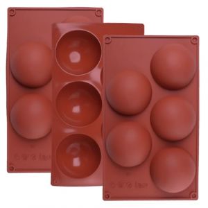BMZXCH 3 Pi&egrave;ces 5 Cavit&eacute;s Moule Silicone en Moule Demi Sphere Extra-large &agrave; 5 Sph&egrave;res Semi-sph&eacute;rique Forme de Boule Pour Boule de Chocolat, Mousse en D&ocirc;me, Bonbon, Pudding (BMZXCH, neuf)