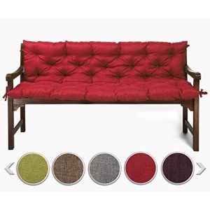 sunnypillow Coussin pour Banc de Jardin 100 x 50 x 50 cm - Matelas Exterieur, Interieur - Coussins Assise & Dossier Souples - Confortable Coussins pour terrasse, Balcon, Banquette - Rouge (Globix24, neuf)
