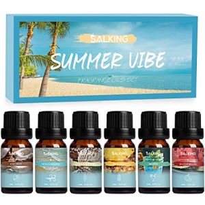 SALKING Huiles Essentielles, L'été Kit Huile Essentielle pour Diffusers 6x10ml, Massage, Noix de coco, Ananas, Pastèques, Brise marine, Mojito, Crème glacée à la vanille (SalkingDirect, neuf)