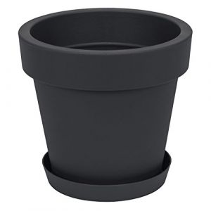 Pot de Fleur avec Soucoupe en Plastique Lofly, Classique, 50 cm diam, Anthracite (EMIX24, neuf)