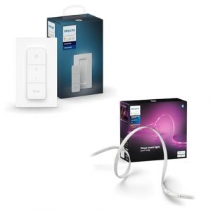 Philips Hue Kit de base LED intelligente Solo Lightstrip d'intérieur de 10 m, 1 variateur de contrôle avec l'application Hue, fonctionne avec Alexa, Google Assistant et Apple HomeKit (Luzern, neuf)