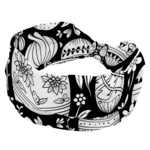 Bandeau pour femme, bandeau torsad&eacute; en forme de croix, motif &oelig;uf de P&acirc;ques, lapin, noir et blanc, bandeau &eacute;lastique large, accessoire pour cheveux (ocenuttldat, neuf)