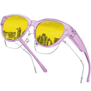 Aullwyr Polaris&eacute;es Surlunettes Conduite de Nuit - Surlunettes de Soleil Verre Jaune Anti-&eacute;blouissement Lunette Vision Nocturne pour Homme Femme (FullofGlad, neuf)