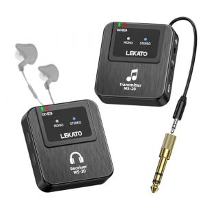 LEKATO Syst&egrave;me de moniteur intra-auriculaire sans fil, syst&egrave;me IEM st&eacute;r&eacute;o sans fil 2,4 G avec &eacute;metteur et r&eacute;cepteur de ceinture pour studio, r&eacute;p&eacute;tition de groupe, petit concert (1TX+1RX) (BEI CAI -EU, neuf)