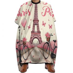 Cape de Coupe Tour Eiffel rose de Paris, Imperméable Tablier de Coiffure Professionnelle Cape de Coupe de Cheveux pour Femmes Adolescents 140X168cm (guangzhouchengzemaoyizhongxingerenduzi, neuf)