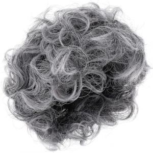 FUNNETOYU Perruque Femme Synth&eacute;tique Grise Boucl&eacute;e pour D&eacute;guisement Mamie Cosplay Party Halloween Ajustable (Yekesh, neuf)