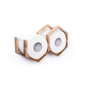 Support de papier toilette étagère wc rouleau support mural bois flottant rack pour salle de bain mini nid d'abeille (Natural) (SecretIngredient, neuf)