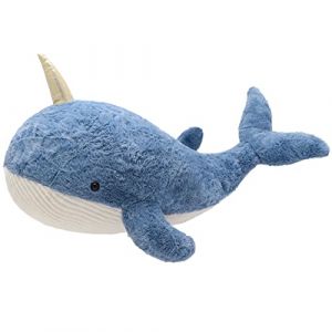 Firecos Baleine Requin Peluche Jouet Animal en Peluche Réaliste Douce Étreignant Oreiller 60/90/120cm Grand Poupée Coussin Cadeau pour Anniversaire Noël Halloween (Baleine Bleu, 60cm) (aizela, neuf)