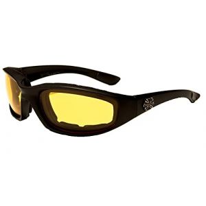 chopper Lunettes Moto Motard de Soleil Biker Croix Conduite Nuit Malte Homme Femme Verres Jaune (topsun72, neuf)