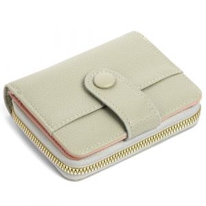 Adiwo Porte Monnaie Femmes, Femme Cuir Porte, avec Plusieurs Compartiments, Monnaie Femme Fermeture Eclaire, Protection RFID, Porte Carte Bancaire avec Fen&ecirc;tre pour Carte D'identit&eacute;(Blanc Cass&eacute;) (Yoowe, neuf)