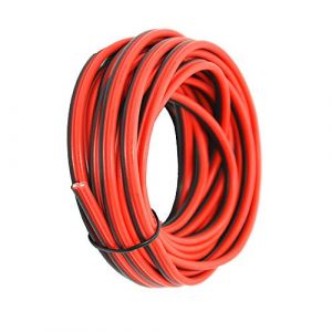 TUOFENG Fil électrique en silicone 16 AWG 20 m [Noir 10 m Rouge 10 m] 2 conducteurs parallèles fil souple et flexible 2,1 mm2 raccords sans oxygène fils de cuivre étamé (SHU.WEI, neuf)