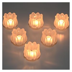 YoHyien Lot de 6 Photophores en Verre, Bougeoir Verre Tulipe pour Centre de Table, Photophore Bougie Decoratif, Porte Bougie Chauffe Plat pour No&euml;l, Mariage, D&eacute;coration de Maison (D&eacute;poli) (YoHyien, neuf)