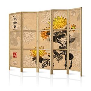 murando - Paravent Int&eacute;rieur Japonais 225x172 cm - S&eacute;parateur de Pi&egrave;ce en Bois Naturel et Toile Imprim&eacute;e - Cloison de S&eacute;paration pour Chambre - Paravent Oriental Portable et Pliable p-B-0004-z-c (murando, neuf)