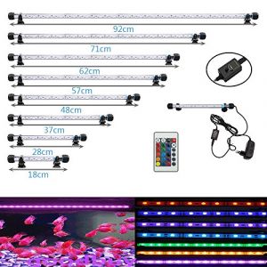 SolarNovo LED Éclairage Aquarium Lampe Tube Étanche Lighting Plongée A Economie D'energie Fish Tank Décoration RGB Couleur avec Télécommande (1.8 * 28cm, RGB) (Xiaoping Ma, neuf)