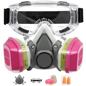 Masque de Protection Respiratoire avec Filtres et Lunettes, Masque Anti Poussiere Réutilisable, Masque a Gaz Chimique pour Peinture, Vapeurs Organiques, Soudage, Polissage, Spruzzatura e Altri Lavori (qyuedianzi, neuf)