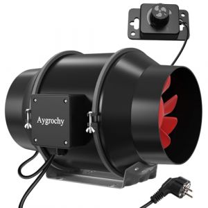 Aygrochy 125mm Extracteur d'Air Réglable 416m³/h,Ventilateur d'extraction EC Moteur avec Contrôleur de Vitesse Variable Pour VMC Salle de Bain, Cuisine,Garage,tentes de culture,ventilation. (Brogachy FR, neuf)