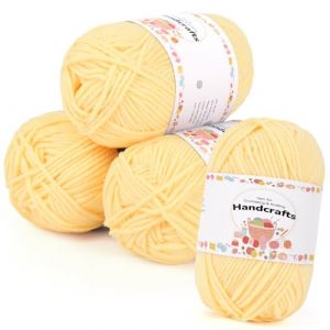 Aeelike 200g(4x50g) Pelote &agrave; Crochet, 5 Ply Pelote de Laine, Acrylique Pelote Coton pour Crochet de Couverture Couverture, Pull-overs, Jaune (EuErYang, neuf)