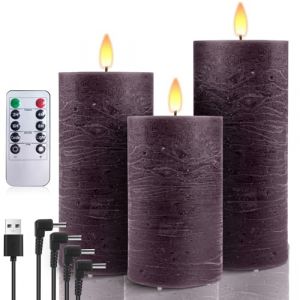 AnnSpa Lot de 3 Bougie Led Rechargeable Usb avec T&eacute;l&eacute;commande Minuterie, Flamme Vacillante Bougies Sans Flamme Graduable, Bougie Electrique Bougie Rechargeable Chandelle Led pour D&eacute;coration - Purple (Tissue Direct, neuf)