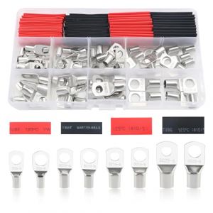 YIXISI 120 Pièces M6/M8 Cosses Tubulaires Kit, Cosses de Embouts de Câble de Batterie, pour Câble Électrique, avec Gaines Thermorétractables, Argent (YXS-DE, neuf)