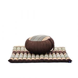 Leewadee Set de m&eacute;ditation - Set de m&eacute;ditation en kapok, coussin et tapis de m&eacute;ditation Zafu et Zabuton, Marron (Leewadee, neuf)