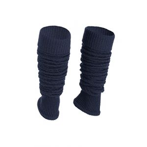 Ateena Jambières en Laine pour Dames, d'Hiver en Tricot Doux au Crochet à Motif à Chevron, Femmes Guêtres pour la Danse, Ballet, Poignets de Bottes Chunky, S/M size, Bleu marine (bwtrading, neuf)