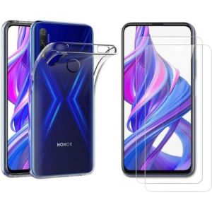 HQ-CLOUD&reg; Coque pour Huawei Honor 9X Transparente Silicone en Gel TPU Souple + 2 Verre tremp&eacute; Film Protection &eacute;cran - Anti Rayures - Ultra R&eacute;sistant Duret&eacute; 9H (HQ-CLOUD( VENDEUR FRANCAIS), neuf)
