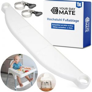 Repose-pieds pour chaise haute, 1 set, en blanc, compatible avec IKEA Antilop, hauteur réglable avec colliers fixation au pied de la chaise, chaise haute pour enfant repose-pieds (spreewaelder-hofladen, neuf)