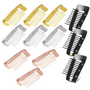 PACKOVE 12 Pièces pince à perruque pour agrafe perruque clips de couture Ajustable or barrettes goupille boutons pression clip d'extensions de cheveux pinces à cheveux en métal (Spring TU, neuf)