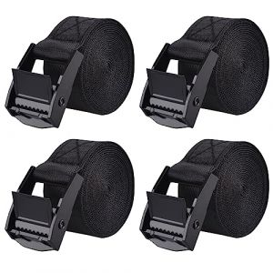 TRIWONDER Sangle à Boucle de Presse 25 mm Courroie de Serrage 2 ou 4 Pièces Sangle d'Arrimage pour Fixation Bagage (1,5 m, C - Noir - 25 mm - 4 Pièces) (TRIWONDER (FR), neuf)